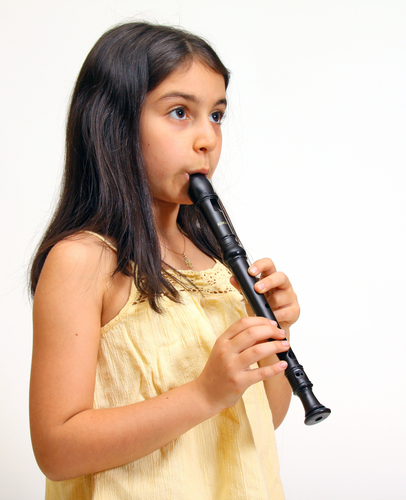 girl playing recorder